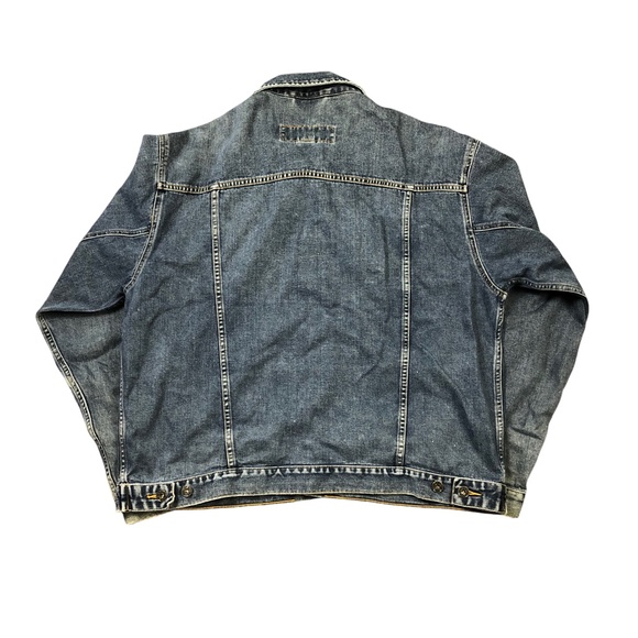 Old Navy Distressed Blue Denim Button Up Jean Jacket Mens L - Picture 2 of 3